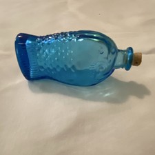 Blue Glass Fish Shaped Decorative Bottle Cork Stopper Glossy Finish