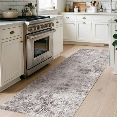 2x6 Washable Kitchen Runner Rug   Abstract Non-Slip Mat with Rubber Backing I...