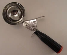 Vintage Intedge Ice Cream Scoop with Black Handle  18/8 Stainless Steel
