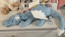 Authentic Jellycat Large Blue Sky Dragon Plush Stuffed Animal w/ Tags