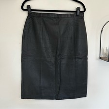 Vintage G-III Leather Fashions Black 100 Leather A Line Skirt Size 13/14