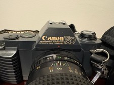 Canon T50 Film Camera with Speedlite 244T Flash, Bag, Strap, Manuals, 35mm Film