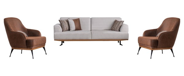 Modernes 3Tlg Wohnzimmergarnitur Dreisitzer-Sofa Und Sessel FüR Wohnzimmer-image