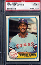 1981 Fleer # 622 Fergie Jenkins PSA 9 Texas Rangers Chicago Cubs HOF OPC