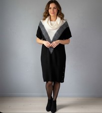 Candies Black Long-Sleeve Cable Knit Sweater Dress L 100% Acrylic Womens Stylish