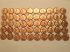 50 1954 Wheat Pennies, 39 S & 11 D, all unc/au