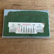 1953 Calendar SHELL Heating Furnace Oil Advertising Counter Display Stand Vtg