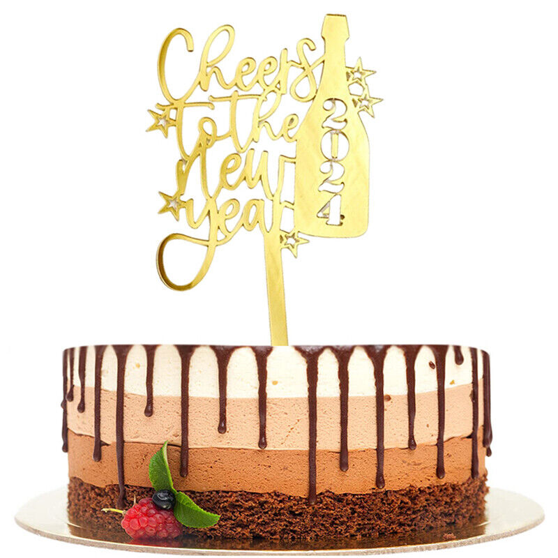 2024 Bonne année Gâteau de Noël Topper Acrylique Cake Side Decor Party  Supplies