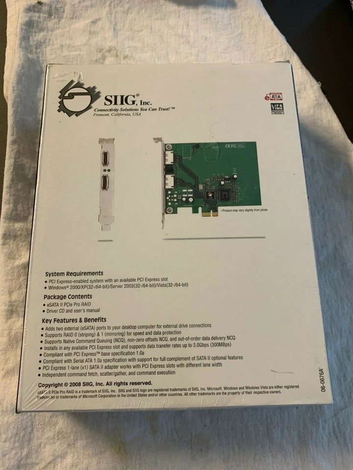 SIIG ESATA II PCIE PRO RAID CONTROLLER SC-SAE312-S3 - Image 2 of 4