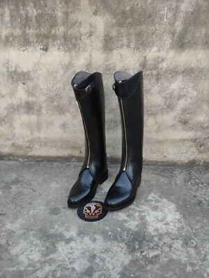 Polo Riding Tall Leather Long Boot Pointed Tow With Front Zipp. Polo Long Boot