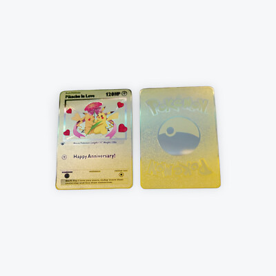 Pikachu In Love - Happy Anniversary! - Gold Metal Card - Rare - Collector