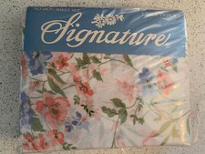 Signature Designer Vtg 3 Piece Twin Sheet Set Fitted Flat Pillowcase Floral