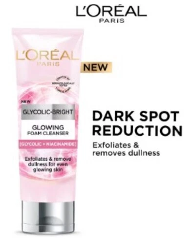 L'Oreal Paris Glycolic Bright Daily Foaming Face Cleanser, 100 ml - Image 3 of 4