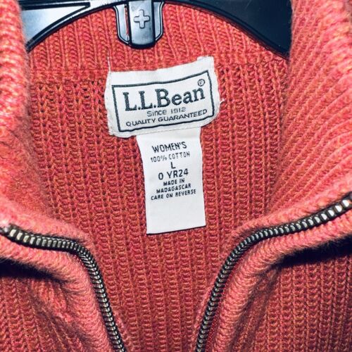 Women’s LL Bean Rust Knit Full Zip Sweater Size Large - Picture 3 of 5