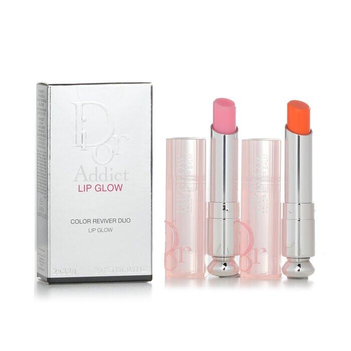 SET Christian Dior Addict Lip REVIVER DUO GLOW Coral Pink Gloss