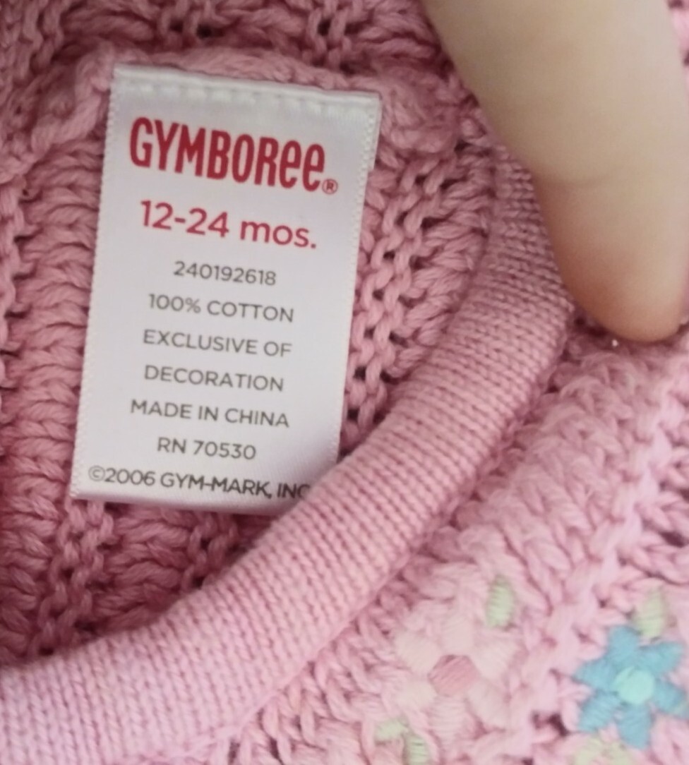 Cappello maglia bambina Gymboree cavallo pony rosa 2006 ricamato fiori blu 12 24 mo