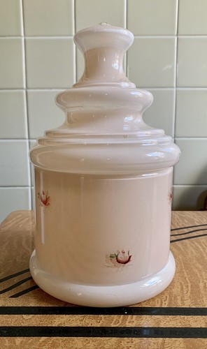 Vintage Hand Painted Pink Satin Glass Apothecary Druggist Pharmacists Jar - Picture 10 of 13