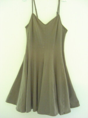 American Eagle Gray Khaki Wedge Flared Stretch Spaghetti Strap Skater Dress XXS
