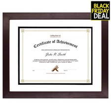 11x14 Photo Wood Frame for 8.5x11 Document & Certificates Double Mat, Mahogany