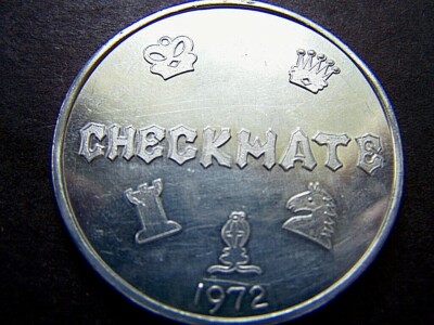 1972 Royal Flushes CHECKMATE Plain Aluminum Mardi Gras Doubloon