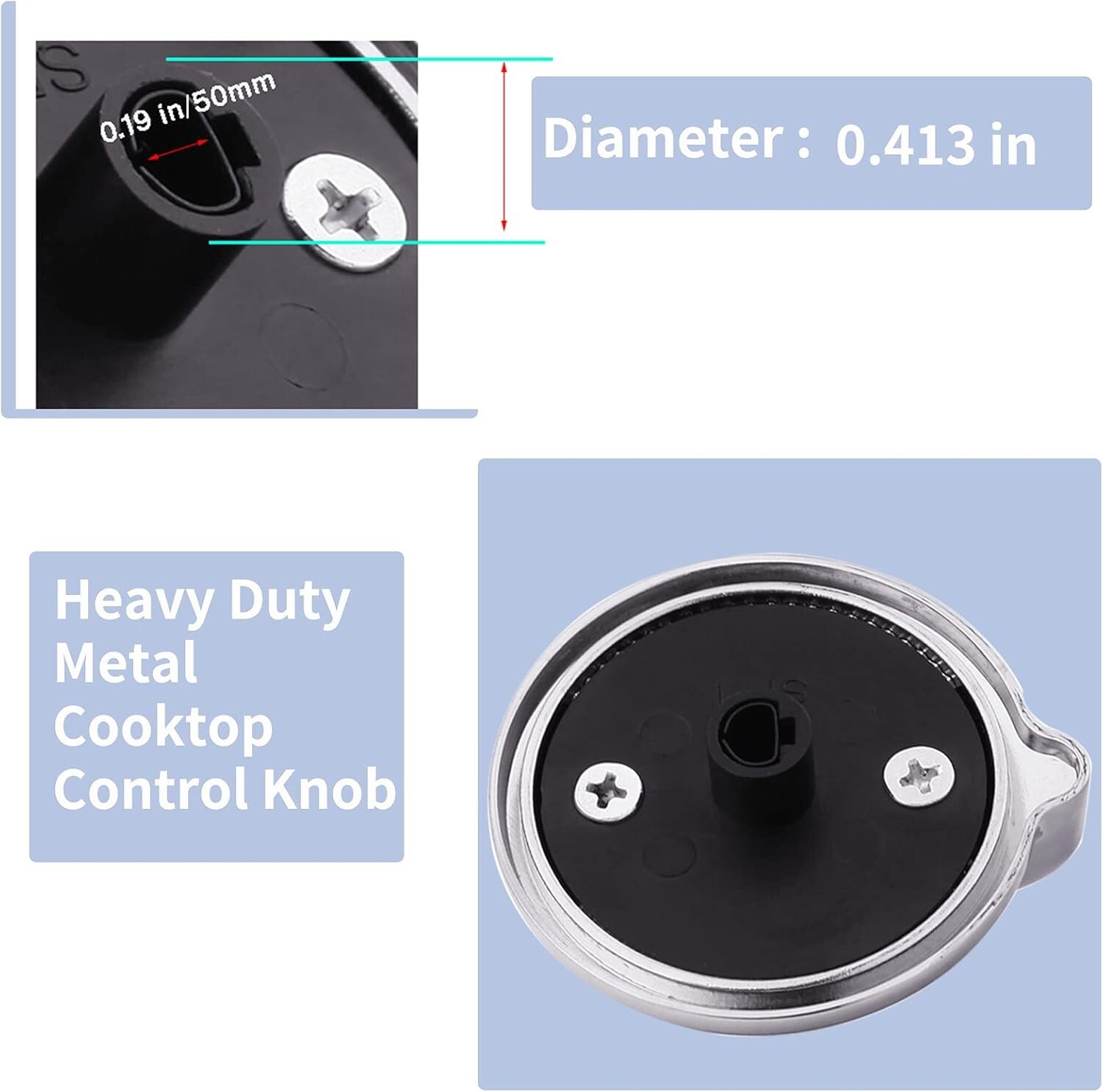 Stainless Steel 5 Pack Knob Set for GE & Hotpoint Ovens - Heavy Duty Design