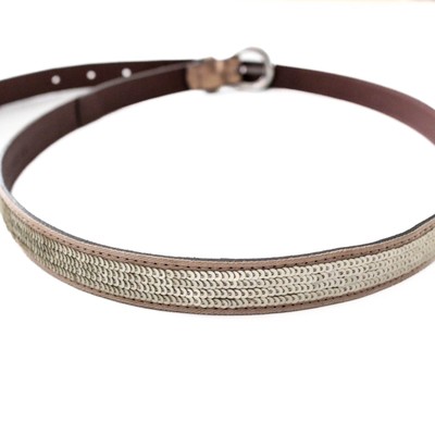 XS Ann Taylor The Loft Sequin Reptile Scale Bronze Silver Belt 5/8'' W x 31.5'' L
