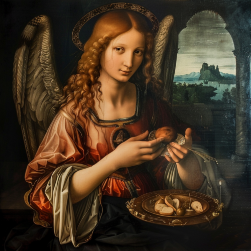 Erzengel Malachiel  segnet Brot, Leinwand Gemälde - Bild 1 von 1