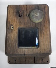 Anitque Oak Visible Glass Window Site Telephone Ringer Box for Phone Restoration