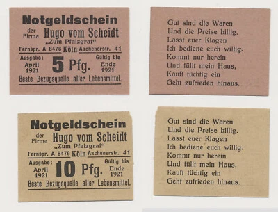 Köln 5 Pfennig 10 Pfennig Hugo vom Scheidt Zum Pfalzgraf Gut sind ( 723 A - Bild 1 von 3