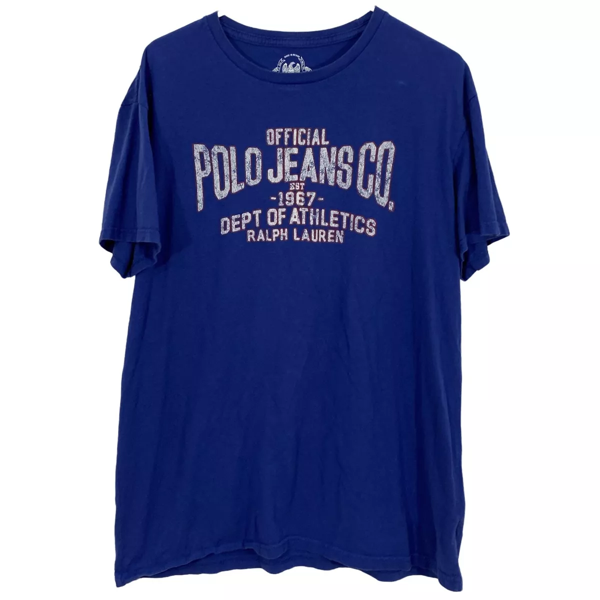 Polo Jeans Co. 1967 Dept Of Athletics Ralph Lauren Mens Blue Cotton T Shirt Sz M