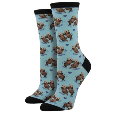 Socksmith Women's Crew Socks Significant Otter Aquatic Mammal Blue Footwear