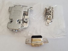 2Pcs Female 15-Pin D-SUB VGA SVGA High Density Solder cup Backshell