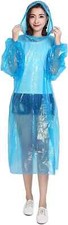 Onedor Disposable Rain Ponchos with Drawstring Hood  Elastic Sleeve 30PK Blue 