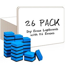 Dry Erase LapBoards 26 Pack Double Sided 12.5 x 9 Inch Whiteboards with 26 Er...