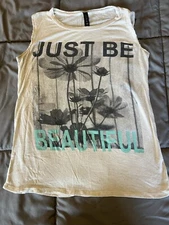 Full Tilt Womens Graphic Tank Size Small. Vintage Look With Dainty Lace Accents