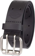 Dickies Men's Leather Double Prong Belt. (Black)