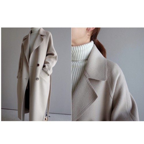 Damen Revers Kaschmir Oversize Oberbekleidung Gürtel Trench Wollmischung Parka Jacke Mantel - Bild 9 von 24
