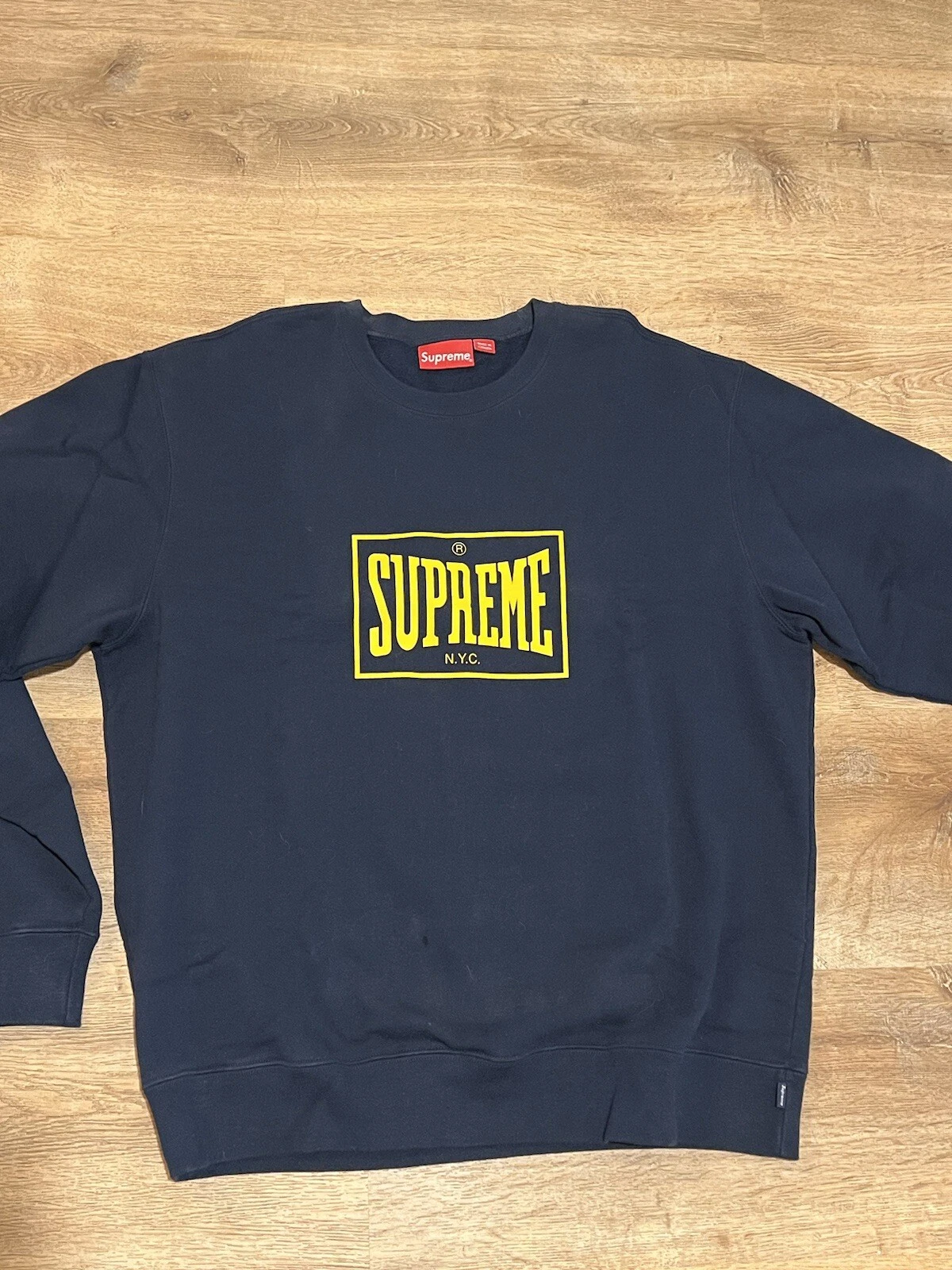 Col rond Supreme Warm Up SS19 bleu marine taille L XL, occasion