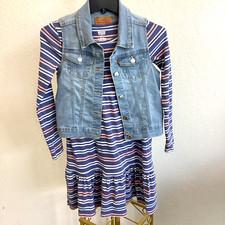 Levi's Youth Girls 2-Piece Denim Vest Dress Set, Blue, Size M 10/12