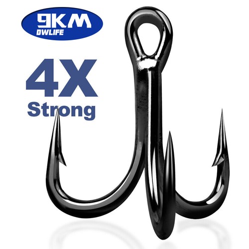 9KM 4X Strong Treble Hook High Carbon Steel Replacement Fishing Tackle