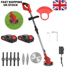48V Cordless Strimmer Grass Trimmer Tree Cutter Garden Edger Electric 2*Battery