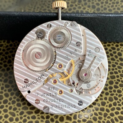Antique Hamilton 917 12S 17 Jewels Adjusted Pocket Watch Movement