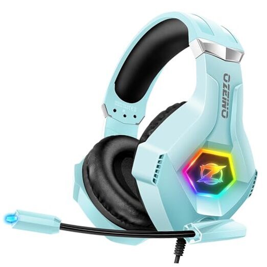 Ozeino Gaming Headset for PS5 PS4 Xbox One PC Switch, PS5 Gamer Light Blue