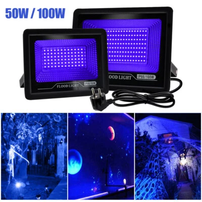 50/100W UV LED Strahler Schwarzlicht UV-Strahler Bühnenlicht Fluter Partylicht - Bild 1 von 4