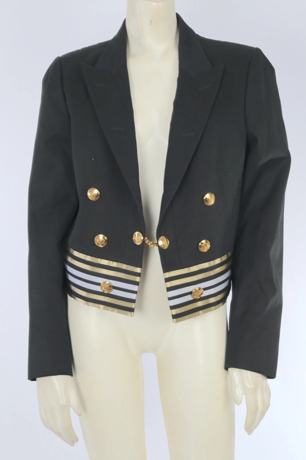 GUCCI Blazer doppiopetto nero a righe oro taglia 42