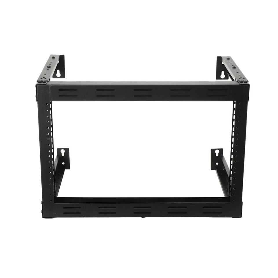 6U Adjustable Depth Wall Mount Rack 19" Vented Server Rack Open Frame Bracket - Image 4 of 4