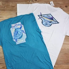 GUY HARVEY Fishing T Shirts Men Size Large Marlin Swordfish Turtle NEW Lot 2