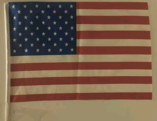 Lot of 6 USA American Flags 12 x 18 inch 12"x18" With 20 Inch Plastic Stick