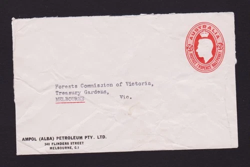 AUSTRALIA PTPO AMPOL (ALBA) KGVI 2½d RED OVAL USED (FRANK ON BACK) CREASED