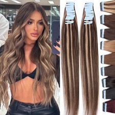 Tape In 100 Real Human Hair Extensions Russian Tape On Skin Weft 14-24inch Long
